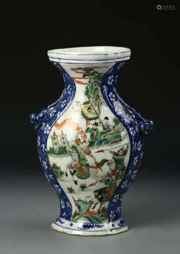 Chinese Blue White and Famille Rose Vase