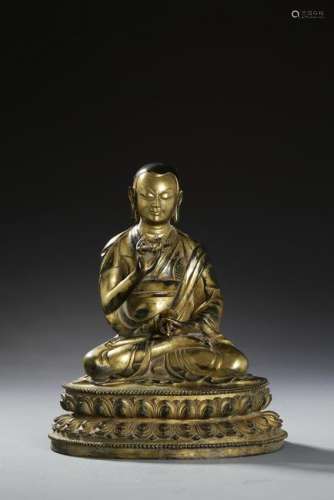 Chinese Gilt-Bronze Buddhist Figure of Lama