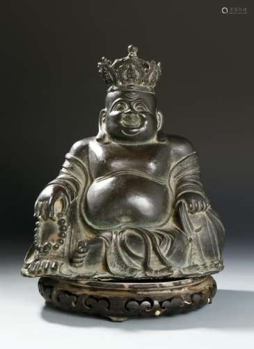 Chinese Bronze Buddha Figure of Maitreya