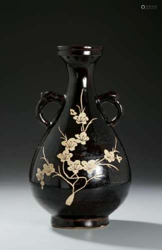 Chinese Chi-Chou 'Prunus' Vase With Handles