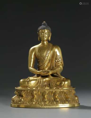 Chinese Gilt-Bronze Buddha Figure of Shakyamuni