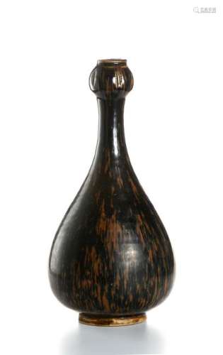 Black and Russet 'Partridge Feather' Glazed Vase