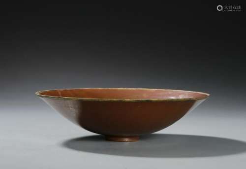 Chinese Persimmon Glazed Ding-Type Conical Bowl
