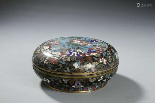 Chinese Cloisonne Round Box with Cover