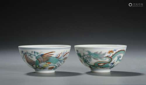Pair of Chinese Doucai Bowls