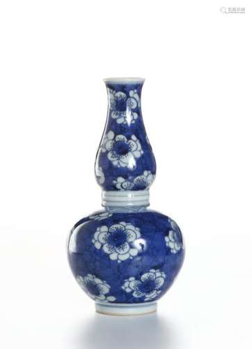 Chinese Blue and White Double-Gourd 'Prunus' Vase