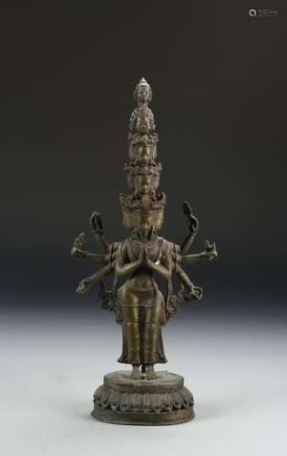 Bronze Buddha Figure Eleven-Headed Avalokitesvara