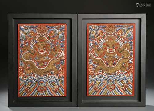 Pair of Chinese Kesi Panels