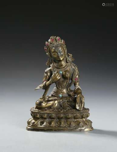 Chinese Bronze Buddhist Figure of Green Tara