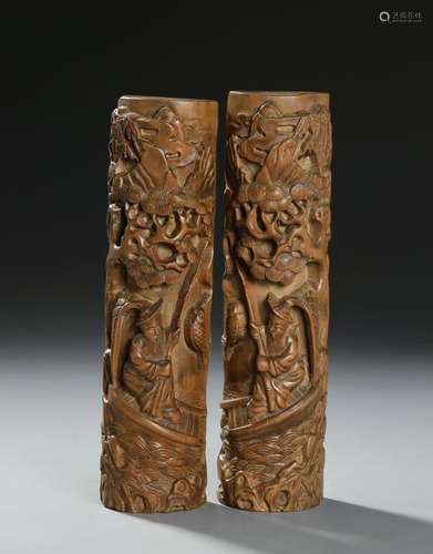 Pair of Chinese Wood Carvings