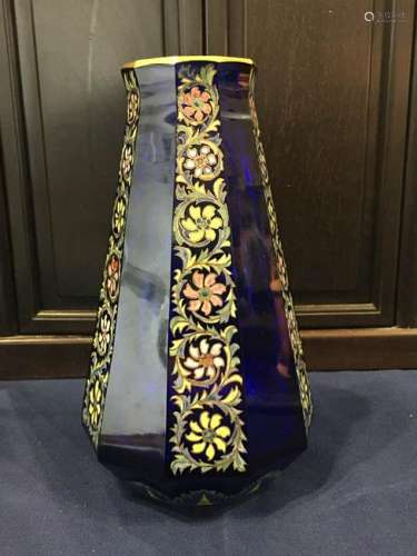 Japanese Art Glass Vase with Enamle