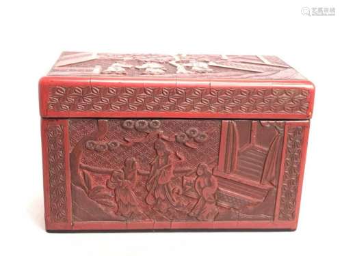 Chinese Ming Lacquer Box - Figural Scene