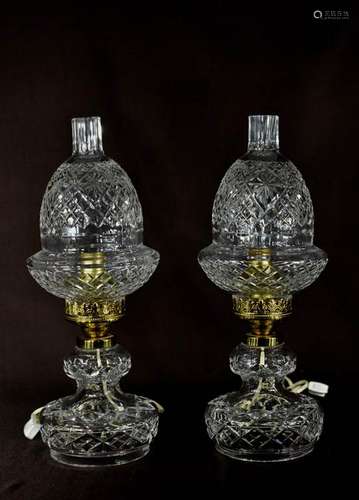 Waterford Cut Glass Crystal Lamp - Pair