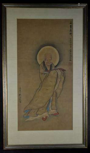 Chinese Painting of Damo on Silk