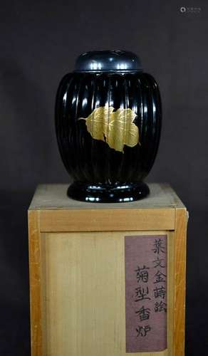 Japanese Lacquer Censer with Silver Cover