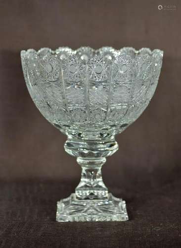 American Cut Glass Stemmed Center Bowl