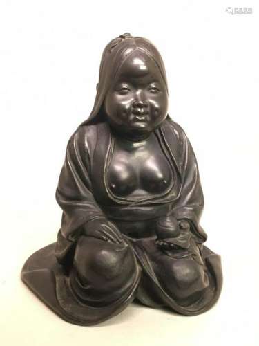 Japanese Meiji Bronze Model of Half Nude Girl