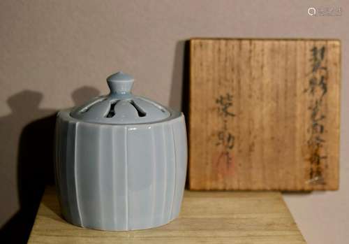 Japanese Sky Blue Porcelain Censer with Presentation