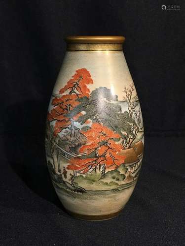 Japanese Satsuma Vase - Landsape and Beiji