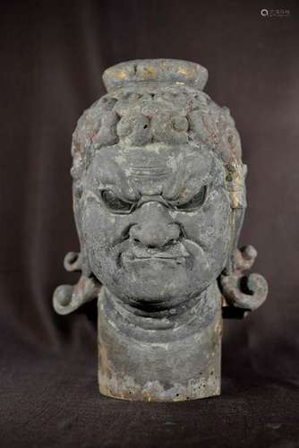 Early Japanese Wood Buddha Head