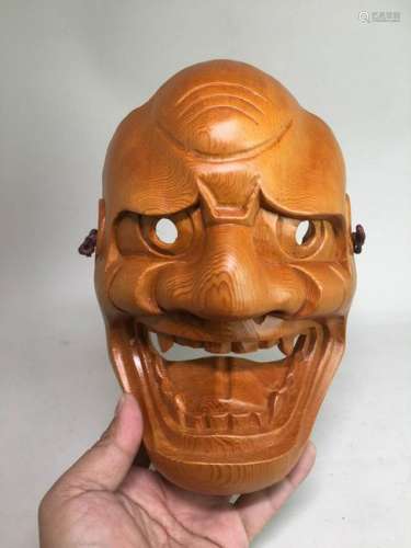 Japanese Carved Wood Noh Mask