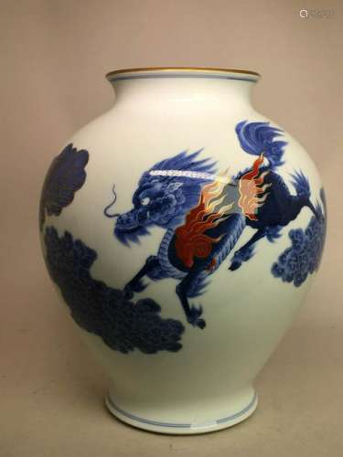Japanese Coransha Porcelain Vase - Kirin