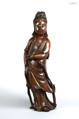 Chinese Carved Wood Standing Kuanyin