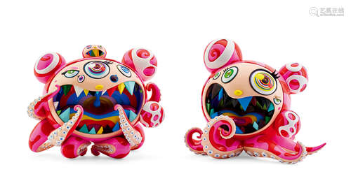 TAKASHI MURAKAMI 村上隆 （b.1962） 2017年作 MR. DOB DOBTOPUS 章鱼球 A&B （两件一组） 彩绘 搪胶