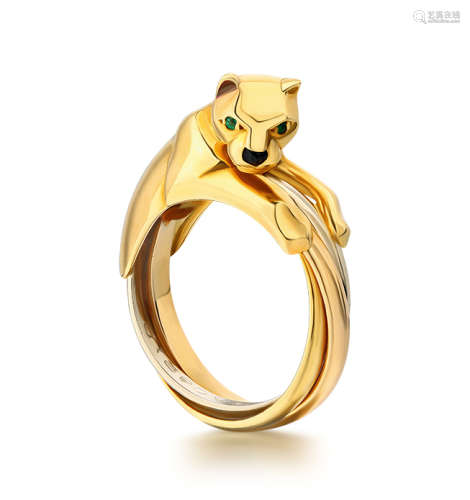 缟玛瑙 配沙弗莱石「豹」戒指，卡地亚（Cartier）