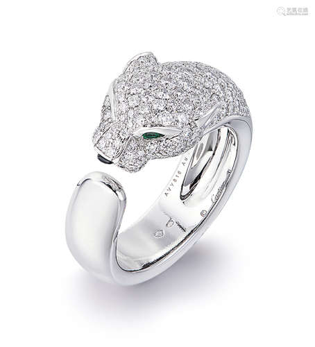 钻石 配祖母绿、缟玛瑙「豹」戒指，卡地亚（Cartier）