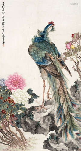 程璋（1869～1938） 1922年作 丹凤朝阳 立轴 设色纸本