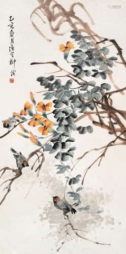 柳滨（1887～1945） 1935年作 花鸟 立轴 设色纸本