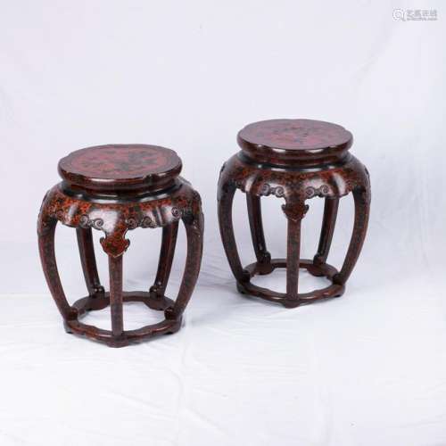A PAIR OF LACQUER STOOLS