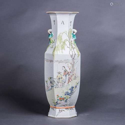 A LARGE QIANJIANG GLAZE OCTAGONAL VASE, 19TH CENTURY