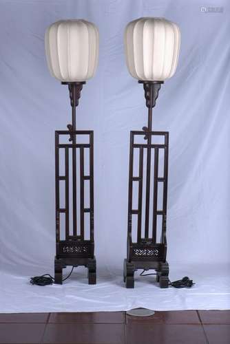 PAIR OF HONGMU LAMPS, REPUBLIC PERIOD