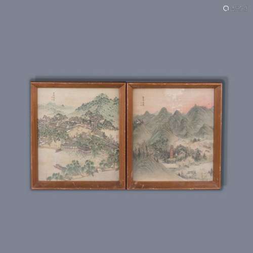 ANONYMOUS (QING DYNASTY), PAIR OF WEST LAKE SCENERY