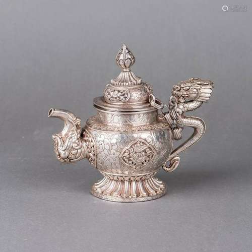 A TIBET STYLE SILVER TEAPOT