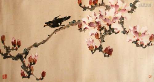 ZHAO SHAO'ANG (1905-0998), BIRD AND FLOWER