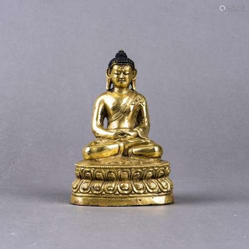 GILT BRONZE SHAKYAMUNI, POSSIBLY MING DYNASTY