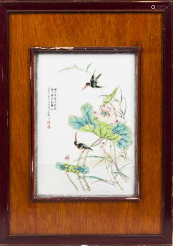A CHINESE FAMILLE ROSE PORCELAIN PANEL