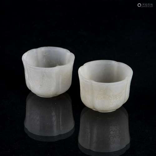 PAIR OF JADE CUPS, QING DYNASTY