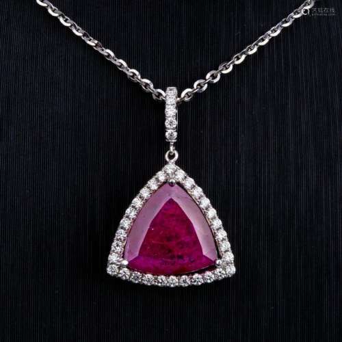 A RUBY AND DIAMOND PENDANT, AIG CERTIFIED