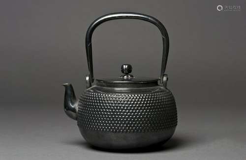 A JAPANESE SILVER BLACK TEAPOT