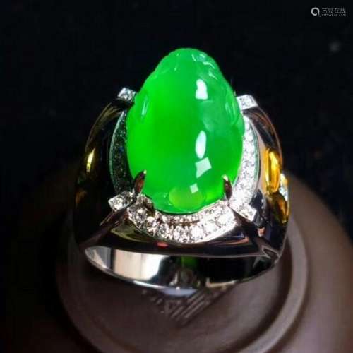 AN IMPERIAL GREEN, JADEITE RING, GIA CERTIFICATE