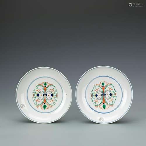 CHINESE DOUCAI DISH, PAIR, DAOGUANG PERIOD