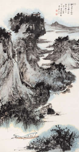 张大千（1899～1983） 1963年作 秋山秋水 立轴 设色纸本