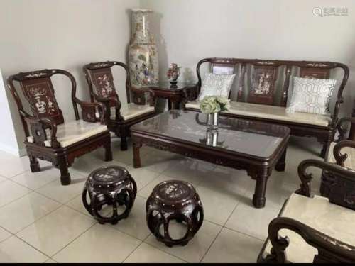A Set of Ten Chinese Hardwood Chairs