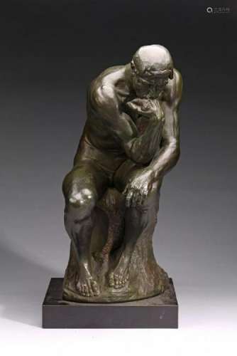 A BRONZE FIGURE OF THE THINKER