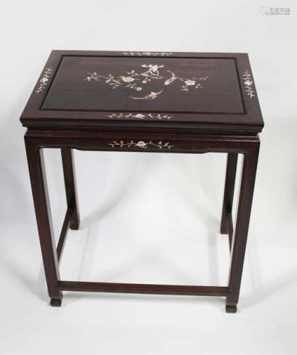 Chinese Rosewood Tea Side Table with Mother-of-Pearl