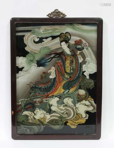 A Hardwood Framed Porcelain Painting